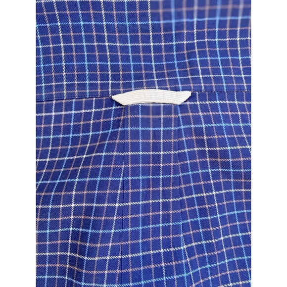 Barbour Mens Large Country Check Shirt Navy Blue Tan Plaid Cotton Corduroy Cuffs - Picture 12 of 14